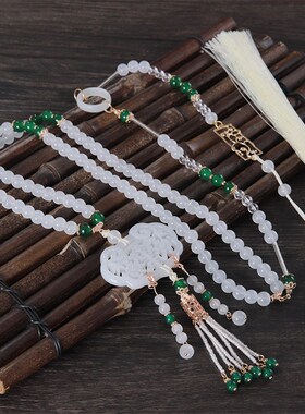 国潮古风长璎珞背云超长流t苏软璎珞复古百搭明制压襟项圈岫玉璎