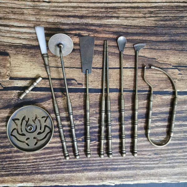 仿古做旧青铜色香具8件套 香篆灰压香勺铲筷子银叶镊扫打篆隔火熏,家居饰品,香篆,淘宝优惠券,粉丝福利购,淘宝优惠卷