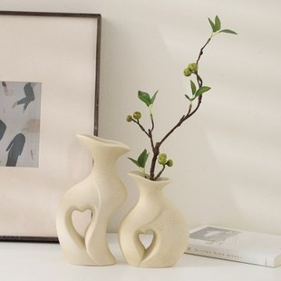 结婚花瓶摆件一对创意陶瓷花器艺术感客厅插花电视柜家居软装饰品
