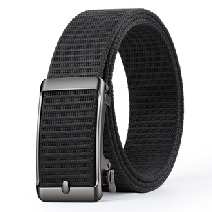 带 免打孔皮带简约无牙帆布百搭裤 男士 尼龙自动扣腰带休闲编织个性