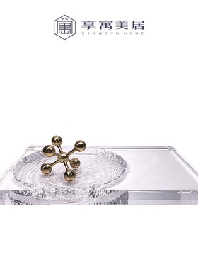 现代轻奢透明树脂托n盘样板间客厅餐桌收纳盘长方形创意果盘装饰