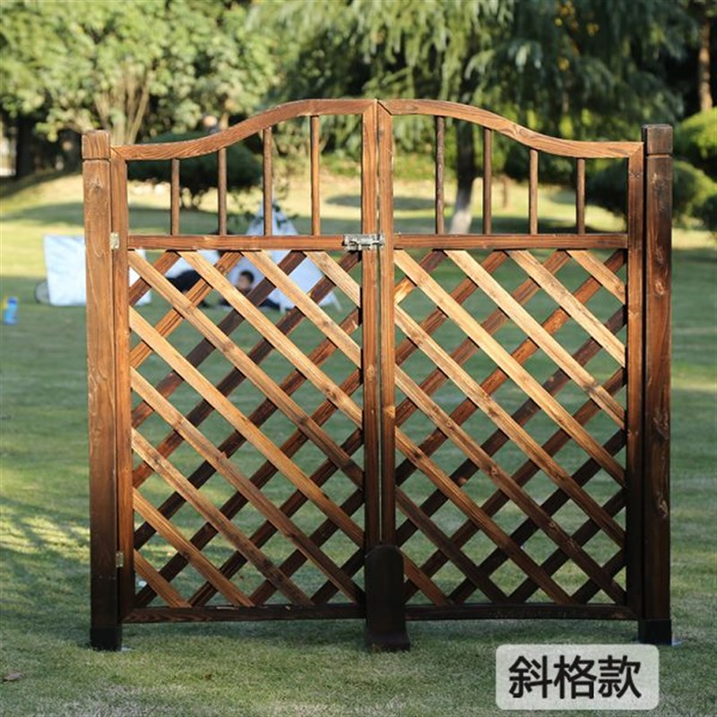 户外木栅栏d门花园院子庭院木门防腐木网格护栏围栏篱笆爬藤装饰