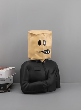 欧式轻奢抽象蒙脸人物p头像树脂摆件客厅卧室玄关样板房家居装饰