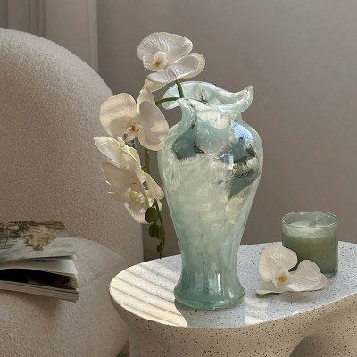 法式蓝色中古芬顿玻璃花瓶轻奢插花水培造型花器高级感玄关摆件,家居饰品,花瓶,淘宝优惠券,粉丝福利购,淘宝优惠卷