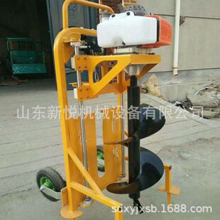 手摇脚踏带架子挖坑机 植树挖树坑机 手推独轮汽油挖坑机