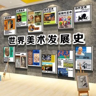 画展布置美术教室氛围培训机构环创文化景墙面装饰世界发展史互动