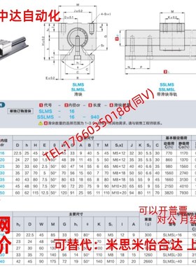 SS承轨式直线轴承带滑块导轨SSLMS-16/20/25/30/35-340-640-850-2