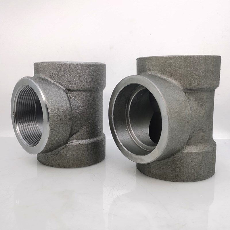 碳钢内丝三通RC NPT螺纹20#锻造高压承插等径三通Q235高压管件6分