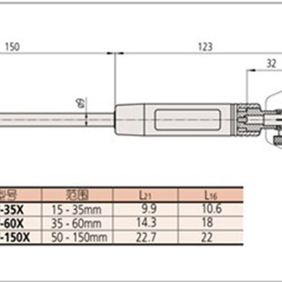 日本三丰内径百分表杆15-35-60-150量表511-415 417盲孔内径表