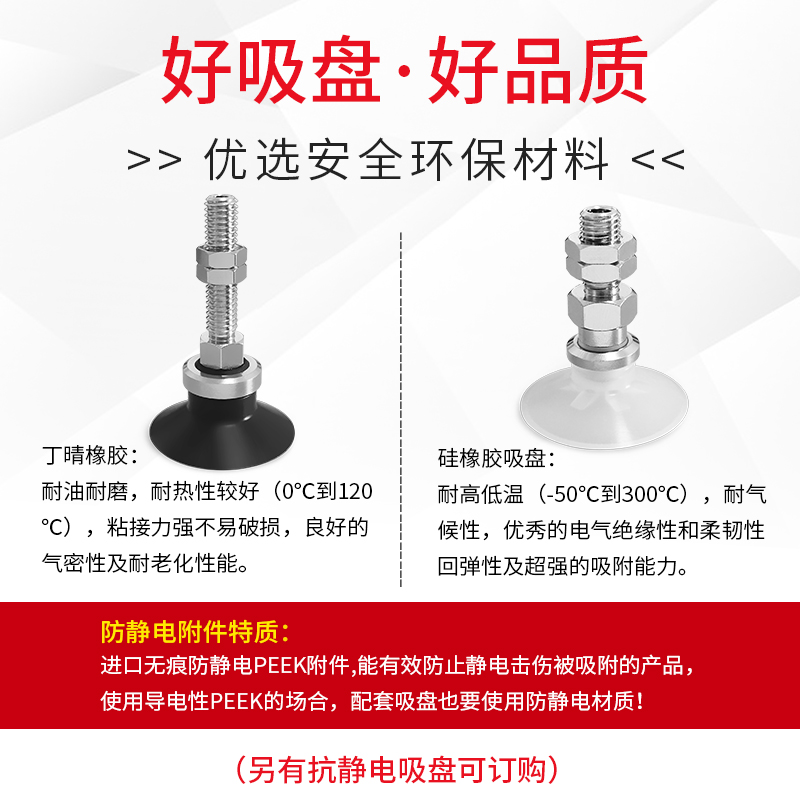 平型带肋顶部进气工业气动真空吸盘ZPT20/T25/T32CN/CS/CGS-A6/A8