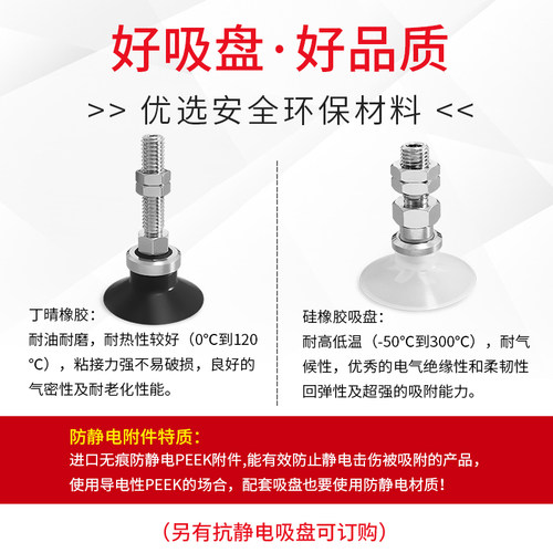 平型带肋顶部进气工业气动真空吸盘ZPT20/T25/T32CN/CS/CGS-A6/A8
