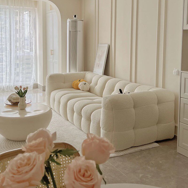现代简约客厅沙发大小户型直排boba极简法式羊羔绒棉花糖布艺沙发