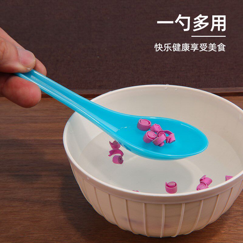 包邮12只装/10只装彩色塑料汤勺饭勺儿童勺汤匙带弯勺套调羹勺子