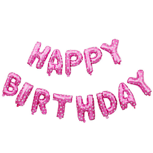 happy birthday生日字母铝膜气球周岁生日派对背景墙装饰场景布置