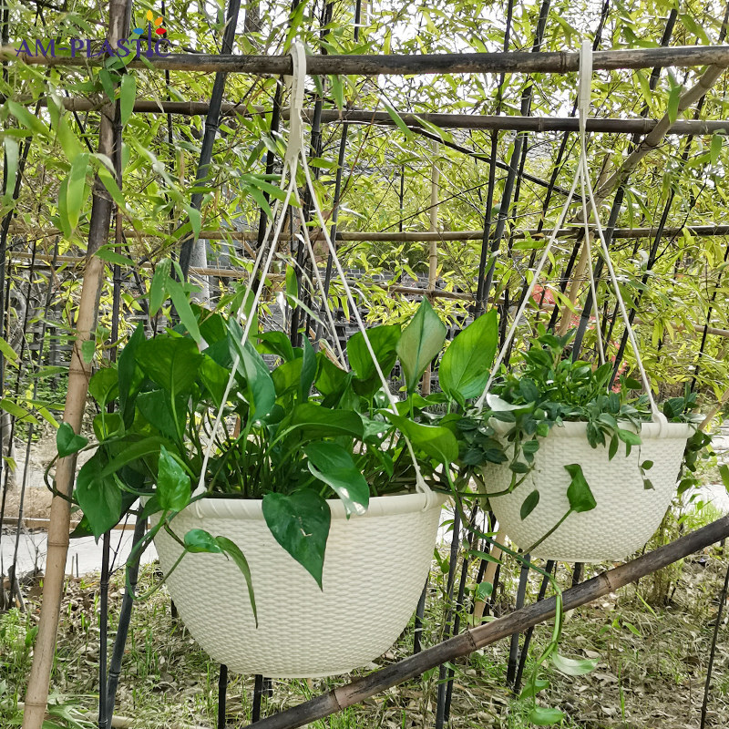 爱美仿藤编吊兰吊篮花盆垂吊盆悬挂式挂钩绿萝大号塑料花盆可壁挂