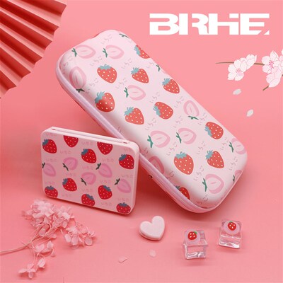 BRHE 任天堂Switch粉色草莓保护包收纳包保护壳卡盒NS OLED配件