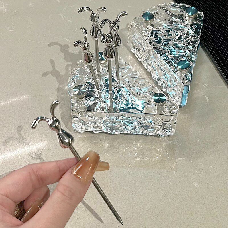 不锈钢水果叉签家用蛋糕叉子果插甜品叉高级感轻奢创意套装插子