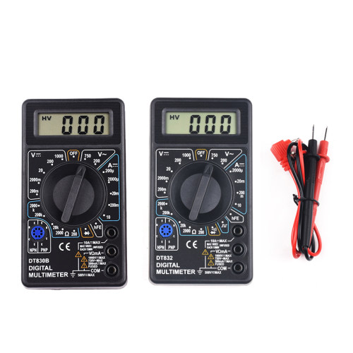 DT830B数字万用表832万能表DT830D测电压电阻二三极管 有电池表笔