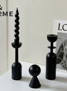 法式木质烛台蜡烛装饰摆饰轻奢高档客厅桌面复古高级烛Z台拍照摆