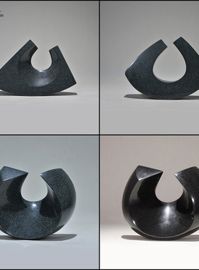 抽象艺术雕塑摆件石材简约样w板房家居饰品石雕玄关电视柜摆设定