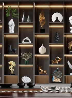新中式招财摆g件酒店客厅展示柜高档装饰品电视酒柜办公室桌面摆