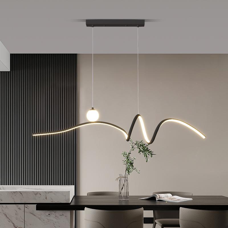 餐厅吊灯2023年设计师新款现代简约大气吧台橱柜灯长条线性餐桌灯