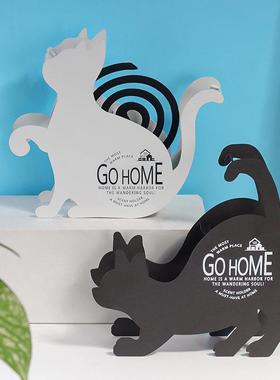 北欧风格夏日复古铁艺蚊香架创意金属鸟笼站猫趴猫蚊香架家居摆件