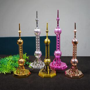 上海东方明珠摆件带钻LED灯模型电镀做工上海旅游纪念大小号多色