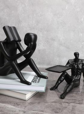 新中式创意树脂人物灵魂读者电视柜客厅家居桌面卧室软装饰品摆件