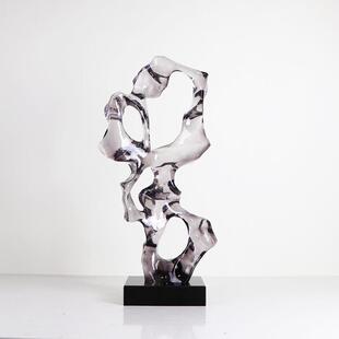 新中式玄关摆件太湖石透明树脂雕塑样板房别墅酒店软装艺术装饰品