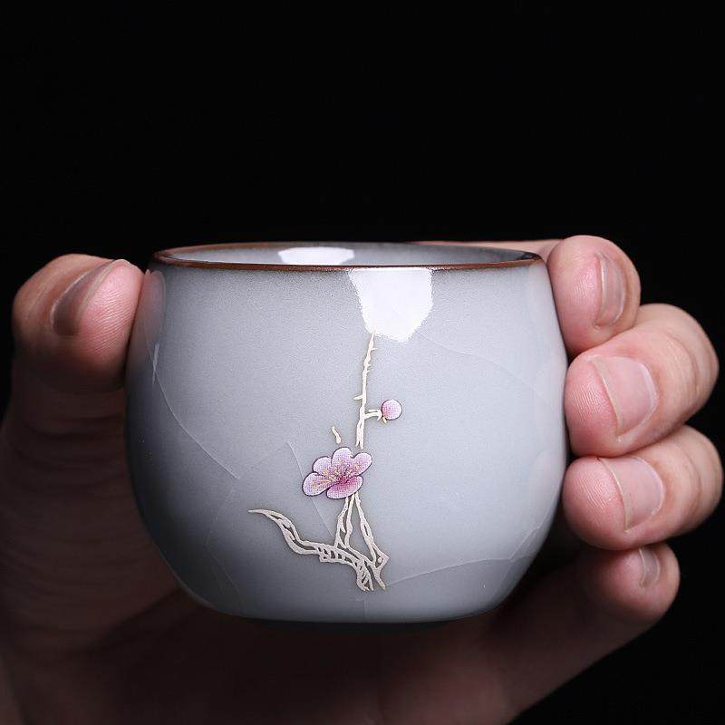 铁胎官窑主人杯大号品茗杯描银手绘冰裂开片陶瓷茶杯单人单杯,餐饮具,茶杯,淘宝优惠券,粉丝福利购,淘宝优惠卷