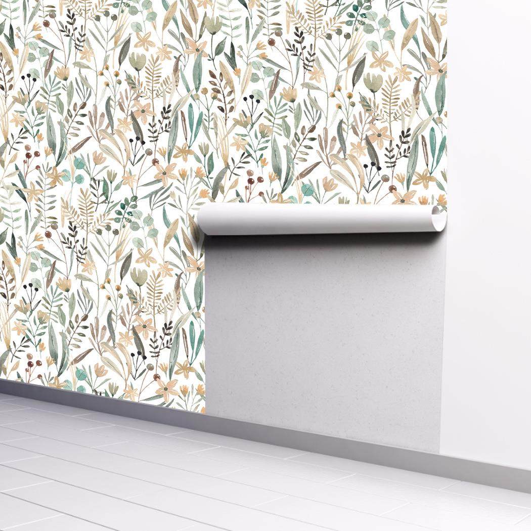 蕨类植物自粘墙纸水彩花卉可移除墙面装饰壁纸苗圃卧室pvc壁画,家居饰品,软装墙贴,淘宝优惠券,粉丝福利购,淘宝优惠卷