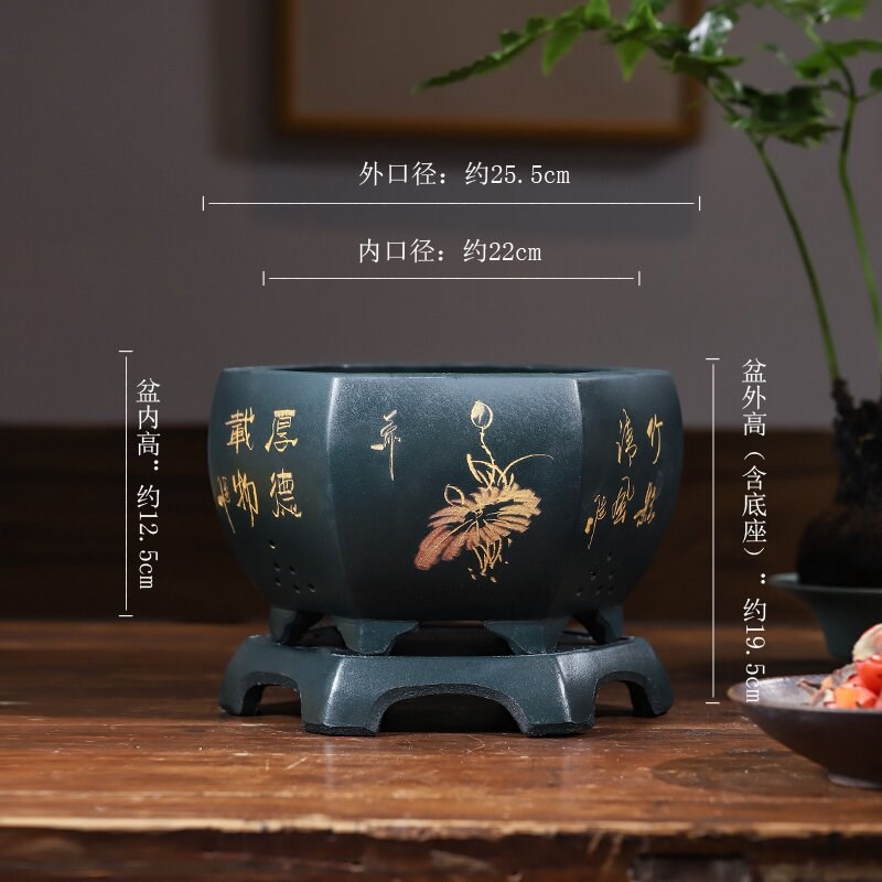 紫砂花盆君子g兰盆室内老桩盆吊兰绿植盆景盆悬崖专用陶瓷花盆大