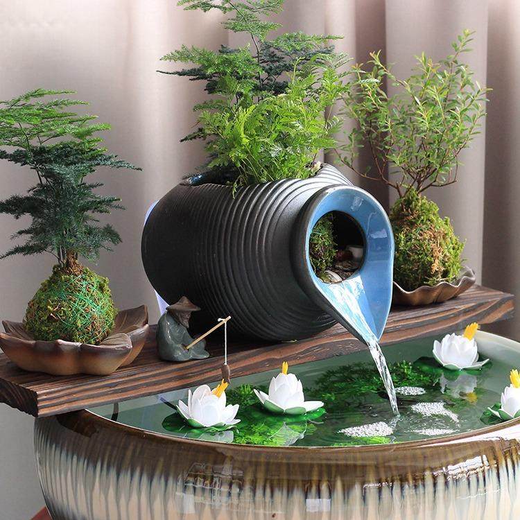 生态缸古法养鱼开口陶瓷罐流水摆件循环过滤配件庭院花园造景diy,家居饰品,流水摆件,淘宝优惠券,粉丝福利购,淘宝优惠卷