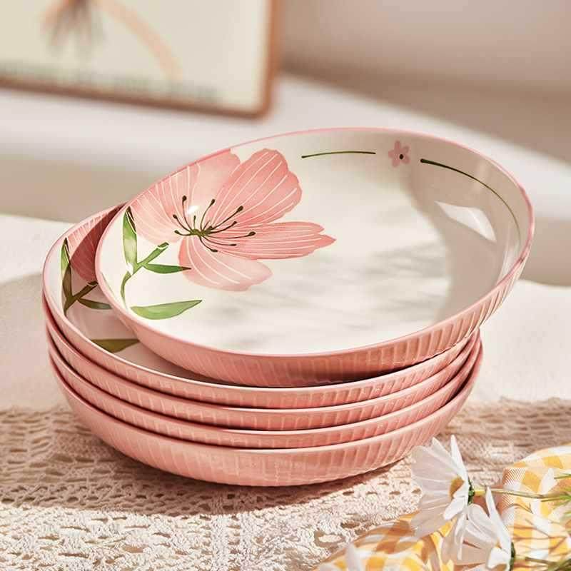 清新盘子菜盘家用陶瓷碗碟套装2024新款餐盘高级感菜碟子深盘餐具,餐饮具,盘,淘宝优惠券,粉丝福利购,淘宝优惠卷