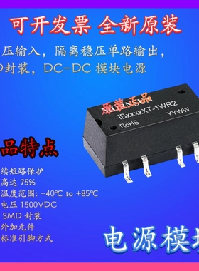 IB0505XT-1WR2金升阳DC-DC电源模块5V转5V贴片1W隔离稳压输出直拍