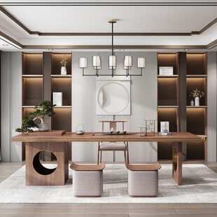 新中式茶桌椅组合禅意实木功夫茶台办公室泡茶桌喝茶桌茶馆茶室