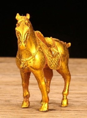复古大唐贞观唐i马鎏金十二生肖骏马招财金马战马乡下珍藏回流摆