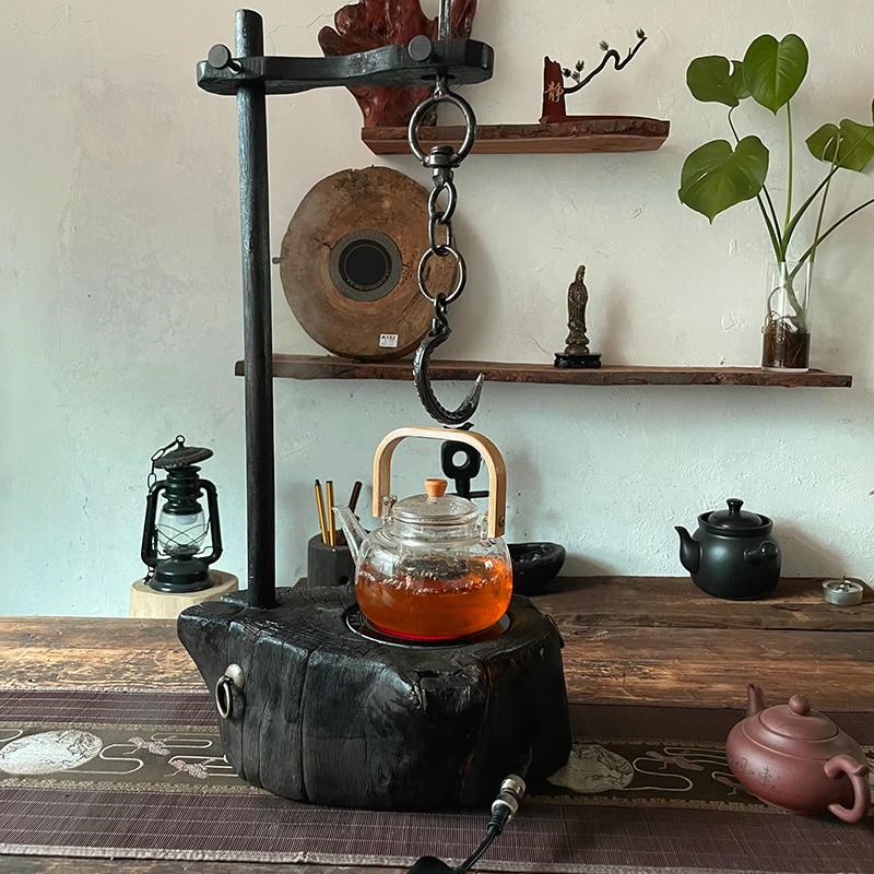 创意木桩电陶炉j自在围炉煮茶诧寂风茶室楼罐罐老木料温茶器复古
