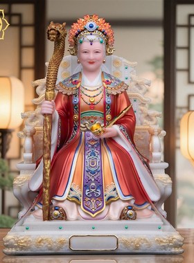 泰山奶奶神像汉白玉东岳泰山x娘娘神像碧霞元君神像家用供奉摆件