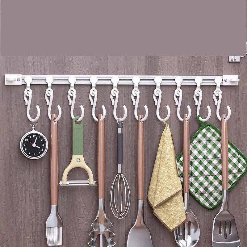 厨房收纳滑动轨道挂钩柜门u收纳挂钩神器免打孔橱柜门后收纳置物
