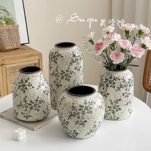 复古陶瓷花瓶摆件客厅新中式插花创意高级感田园风装饰品艺术干花,鲜花速递/花卉仿真/绿植园艺,花瓶,淘宝优惠券,粉丝福利购,淘宝优惠卷