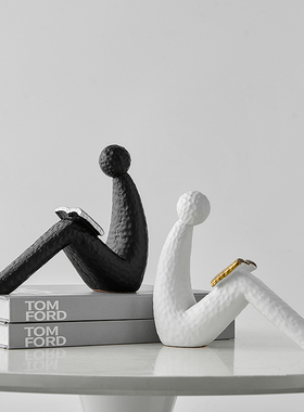 现代简约书挡摆件抽象人物装饰品客厅H展示柜摆饰入户玄关家居好