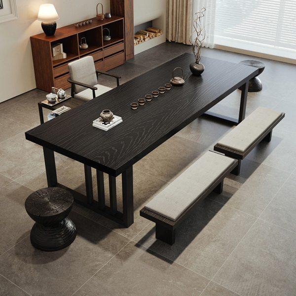 侘寂风实木茶台茶桌椅组合客厅办公室高端碳黑原木功夫大板茶桌,住宅家具,家用茶台/茶桌,淘宝优惠券,粉丝福利购,淘宝优惠卷