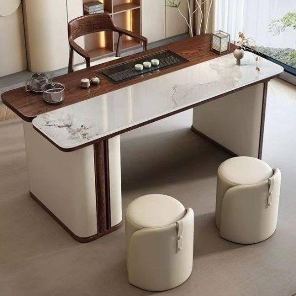 网红新中式茶桌现代简约白蜡木实木岩板客厅高端轻奢茶台茶几一体,住宅家具,家用茶台/茶桌,淘宝优惠券,粉丝福利购,淘宝优惠卷