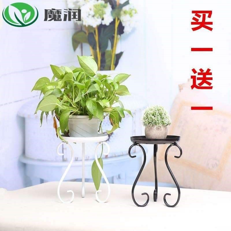 三角形矮c花架子小单层落地式铁艺客厅绿萝欧式凳子单个白色放花