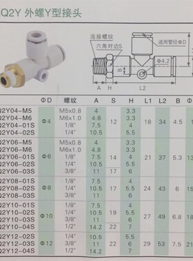 CKT品牌侧螺纹Y型快插速接头KQ2Y04/06/08/10/12-M5/01/02/03/04S