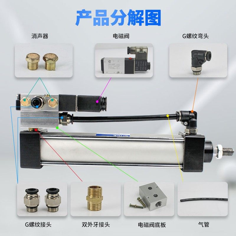 SC标准电磁阀一体气缸SCF带阀气缸SCF32/40/50-25-500-1000,饰品/流行首饰/时尚饰品新,其他DIY饰品配件,淘宝优惠券,粉丝福利购,淘宝优惠卷