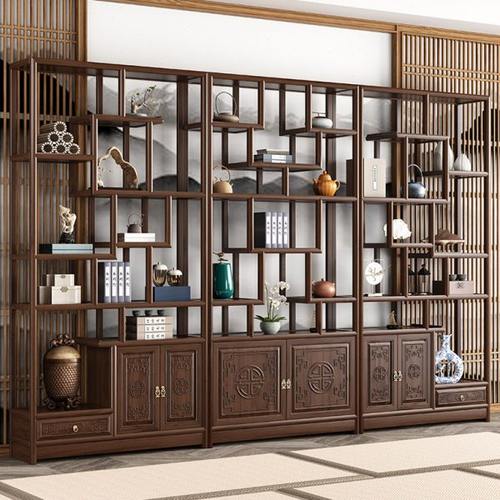 博古架实木中式茶叶架多宝阁展示柜客厅隔断古董收纳摆件架菠萝格