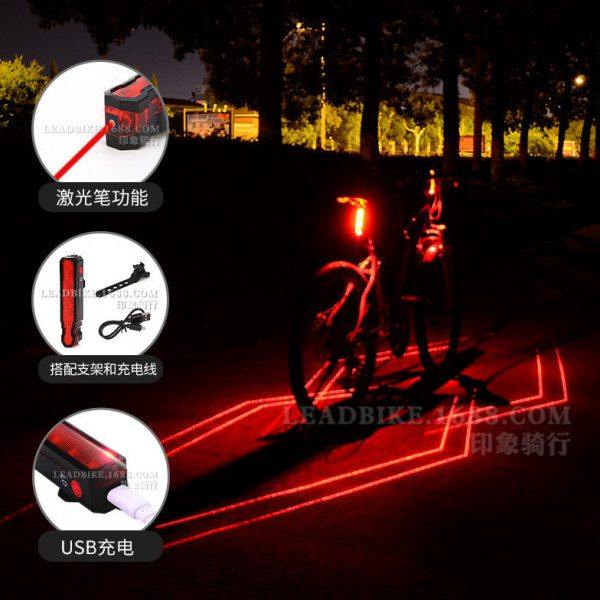 山地自行车尾灯蜘蛛侠激光尾灯USB充电夜骑夜行警示闪光配件夜灯